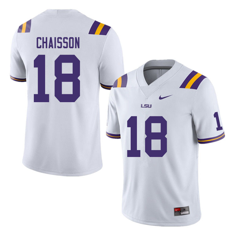 Men #18 K'Lavon Chaisson LSU Tigers College Football Jerseys Sale-White - Click Image to Close